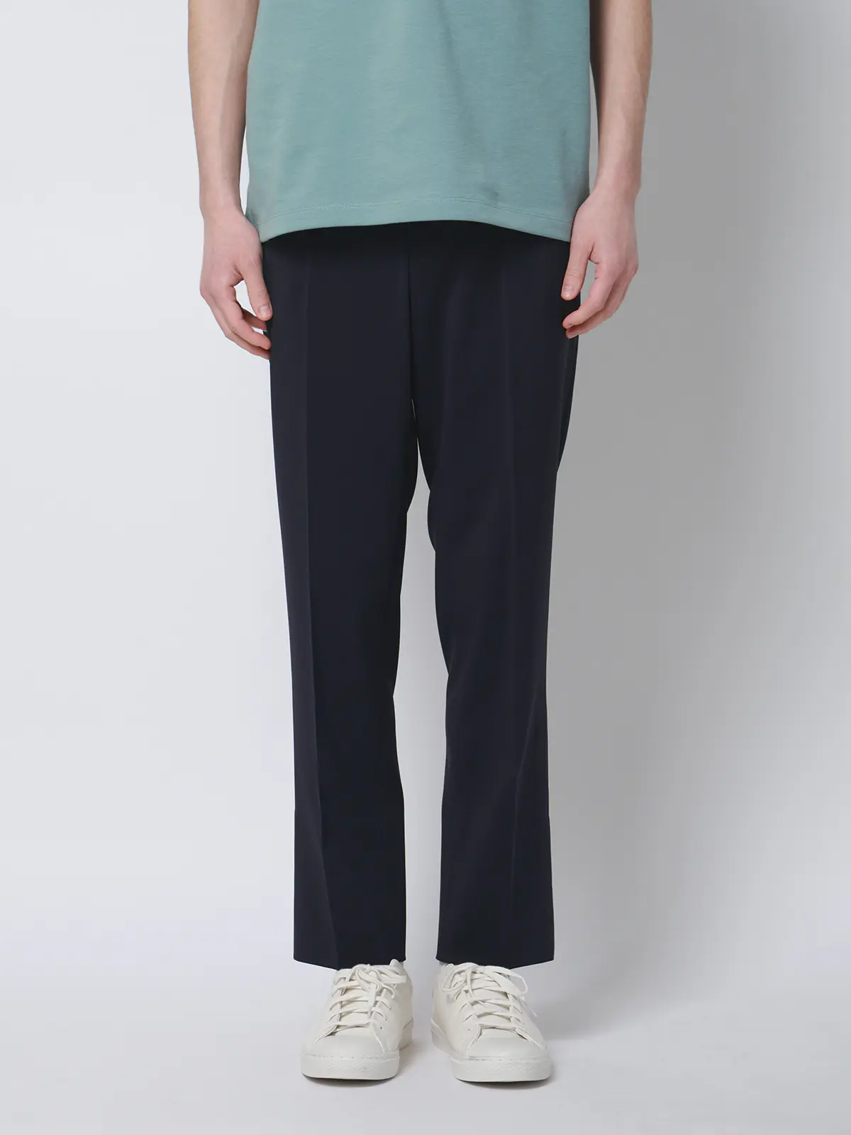 涼しい最高パンツ／テーパードパンツ／ウォッシャブル／ストレッチ／接触冷感／無地／RS07／裾上げ済み ネイビー SS