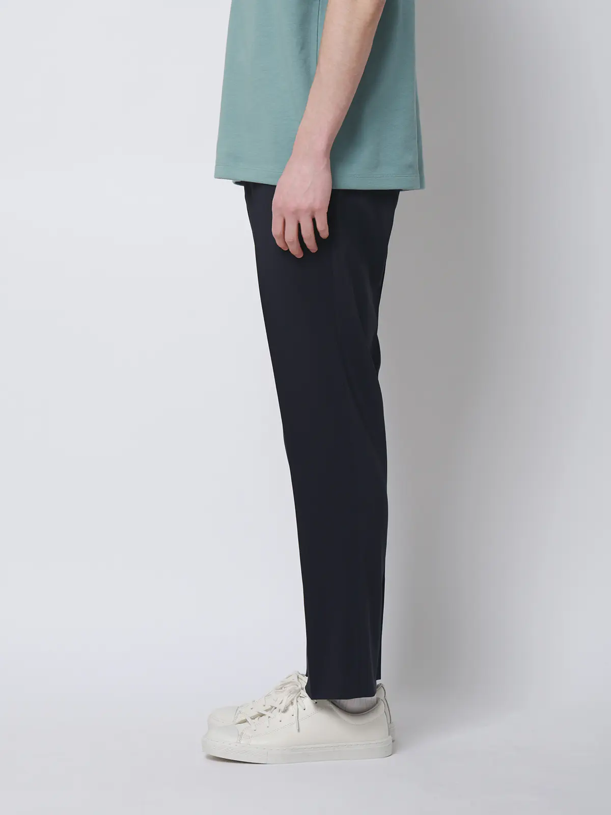 涼しい最高パンツ／テーパードパンツ／ウォッシャブル／ストレッチ／接触冷感／無地／RS07／裾上げ済み ネイビー SS