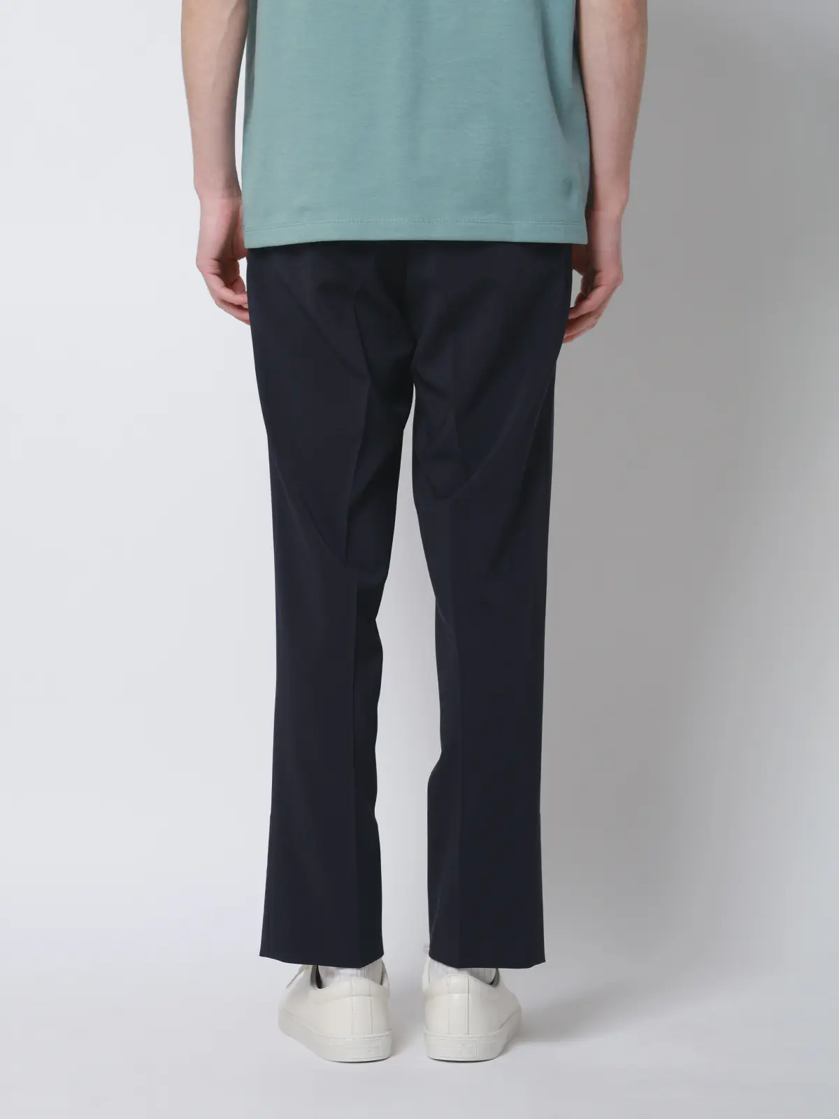 涼しい最高パンツ／テーパードパンツ／ウォッシャブル／ストレッチ／接触冷感／無地／RS07／裾上げ済み ネイビー SS