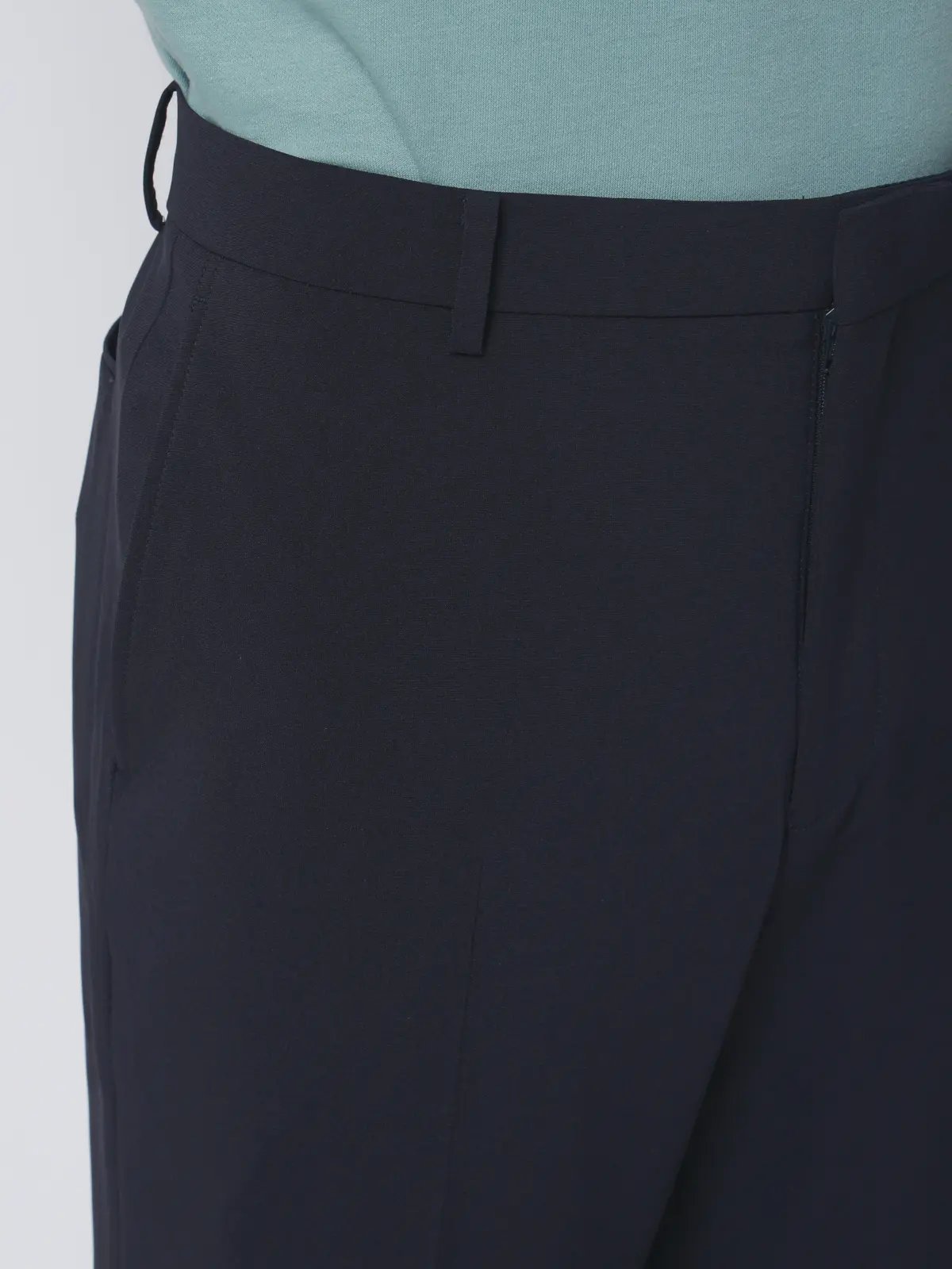 涼しい最高パンツ／テーパードパンツ／ウォッシャブル／ストレッチ／接触冷感／無地／RS07／裾上げ済み ネイビー SS