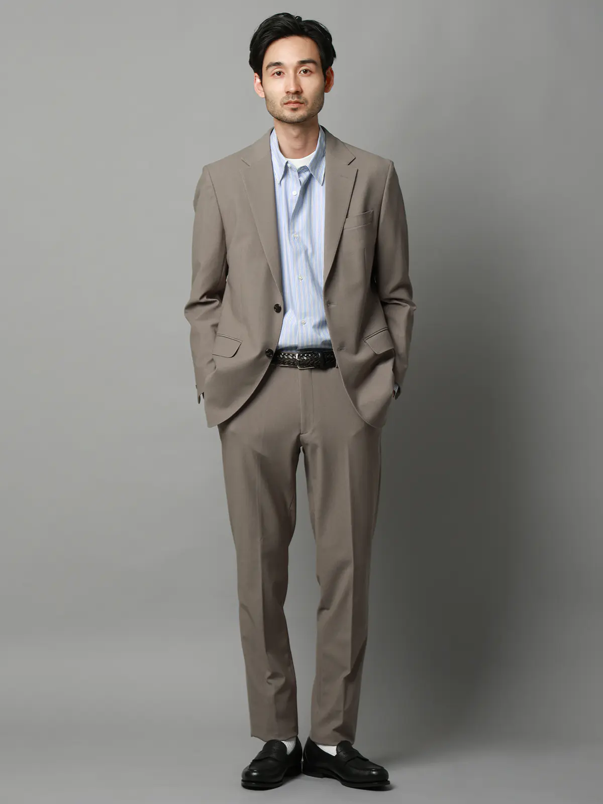 テーパードパンツ／ウォッシャブル／ストレッチ／トリコットジャージー／無地／TM02-S ベージュ S