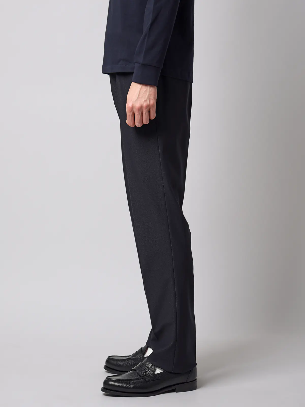 テーパードパンツ／ウォッシャブル／ストレッチ／トリコットジャージー／無地／TM02-S ネイビー S