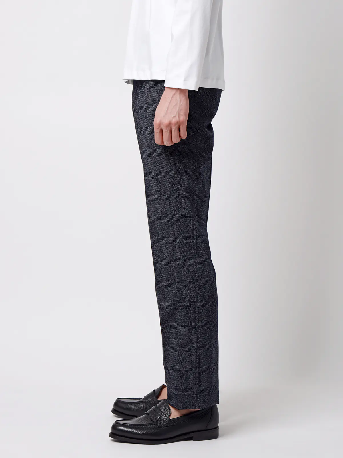 テーパードパンツ/ストレッチ/ハイツイストジャージー/グレンチェック/TM02-S ブルー S