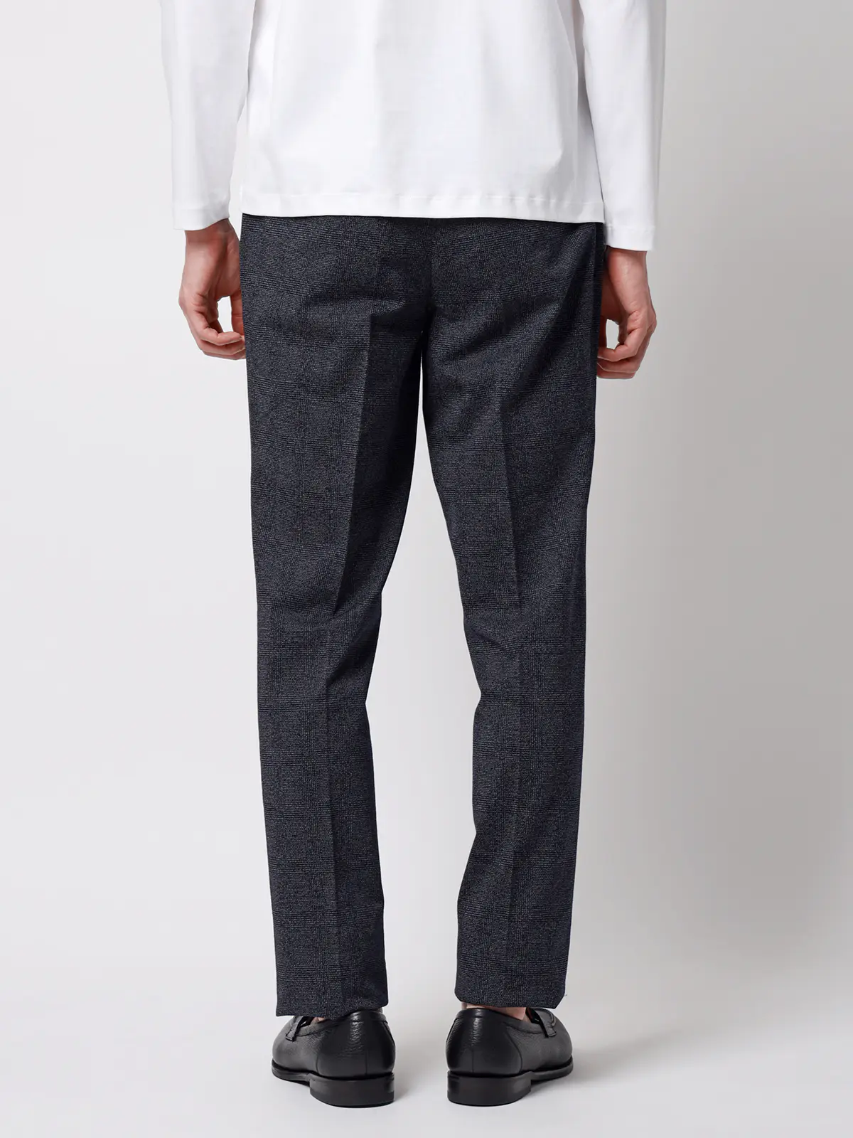 テーパードパンツ/ストレッチ/ハイツイストジャージー/グレンチェック/TM02-S ブルー S