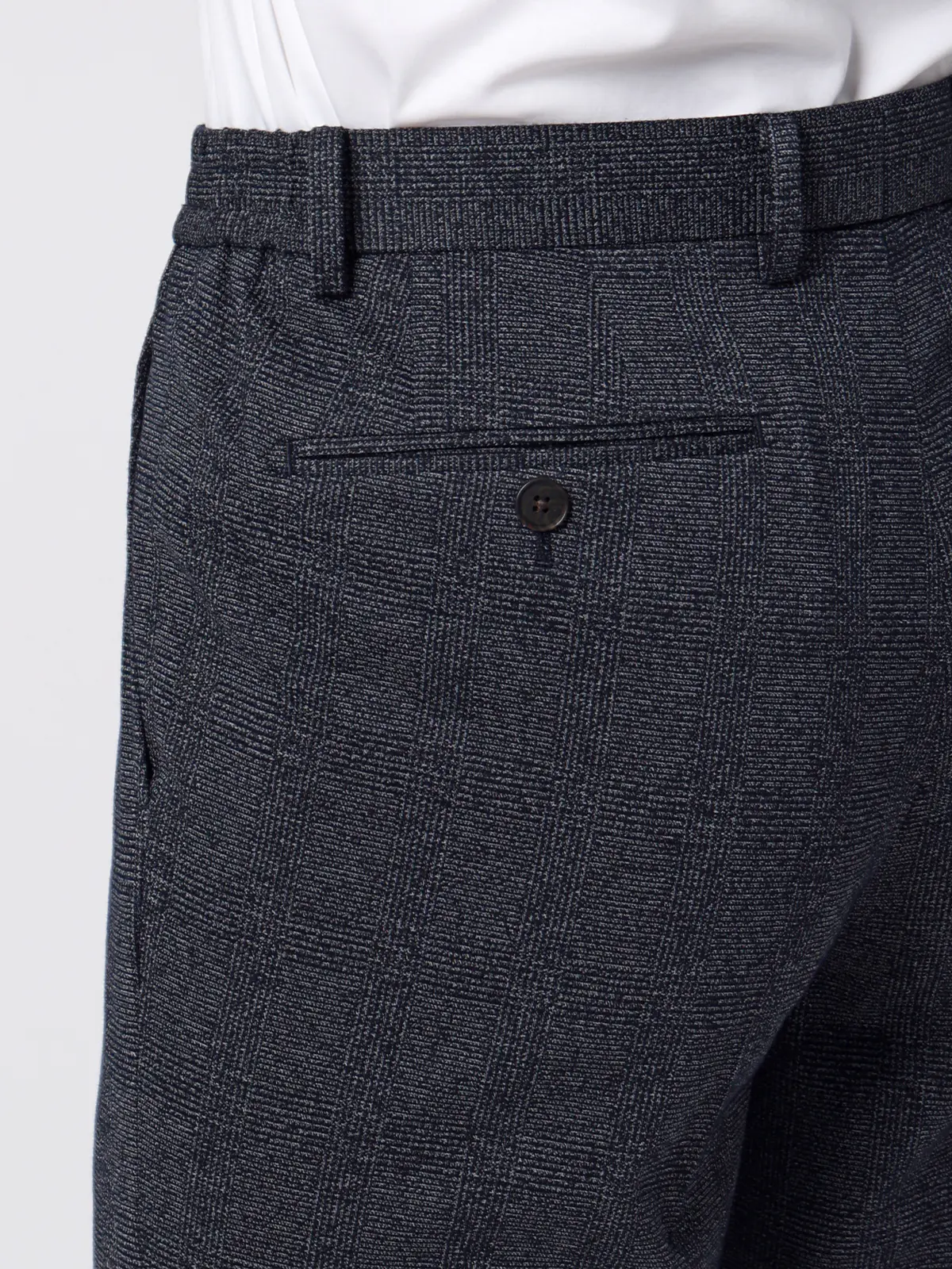 テーパードパンツ/ストレッチ/ハイツイストジャージー/グレンチェック/TM02-S ブルー S