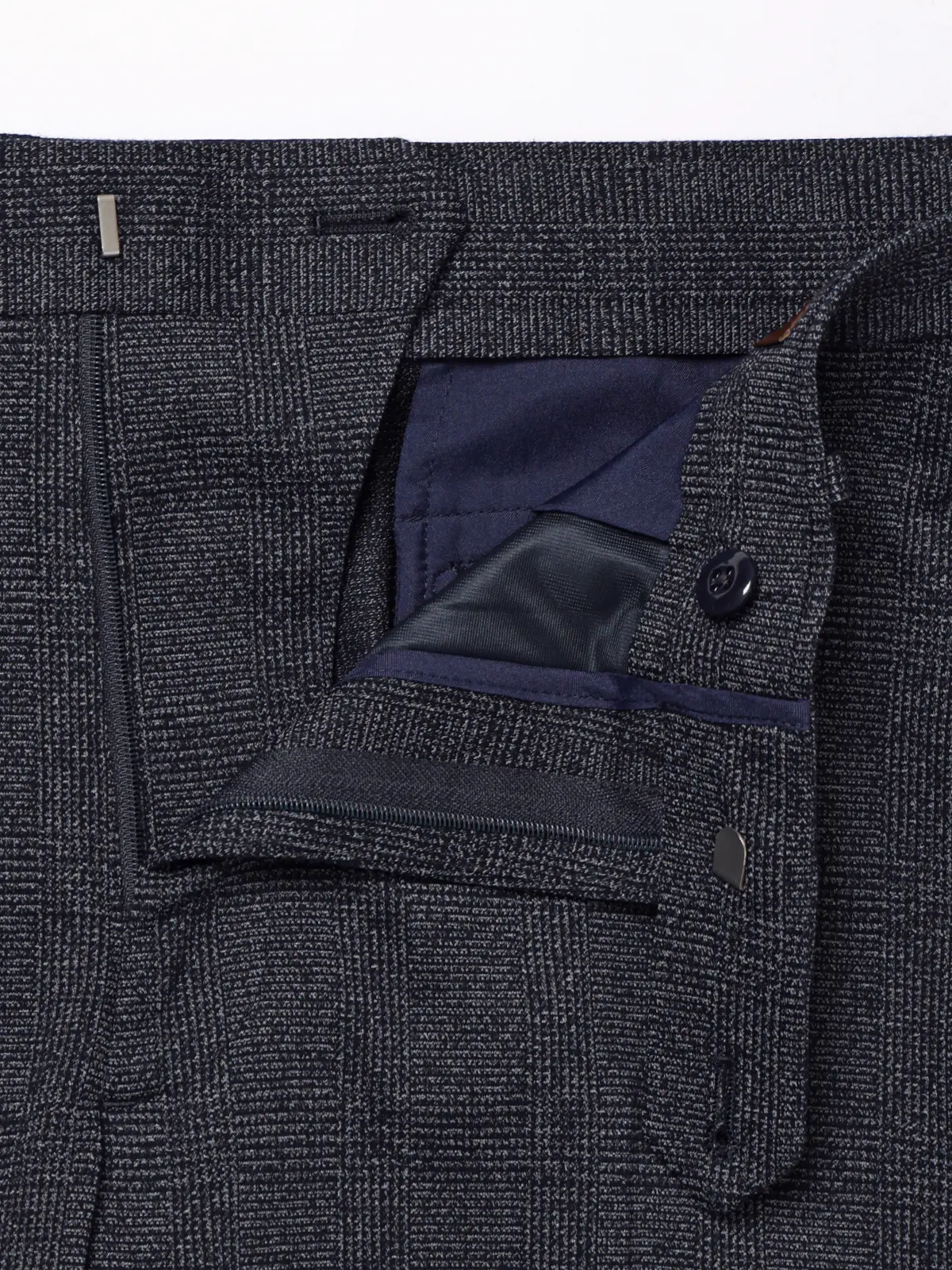 テーパードパンツ/ストレッチ/ハイツイストジャージー/グレンチェック/TM02-S ブルー S