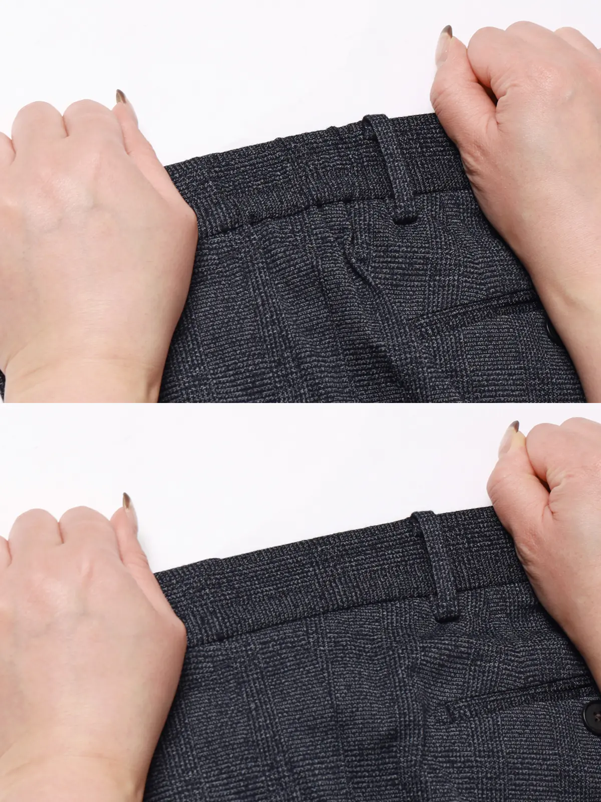 テーパードパンツ/ストレッチ/ハイツイストジャージー/グレンチェック/TM02-S ブルー S