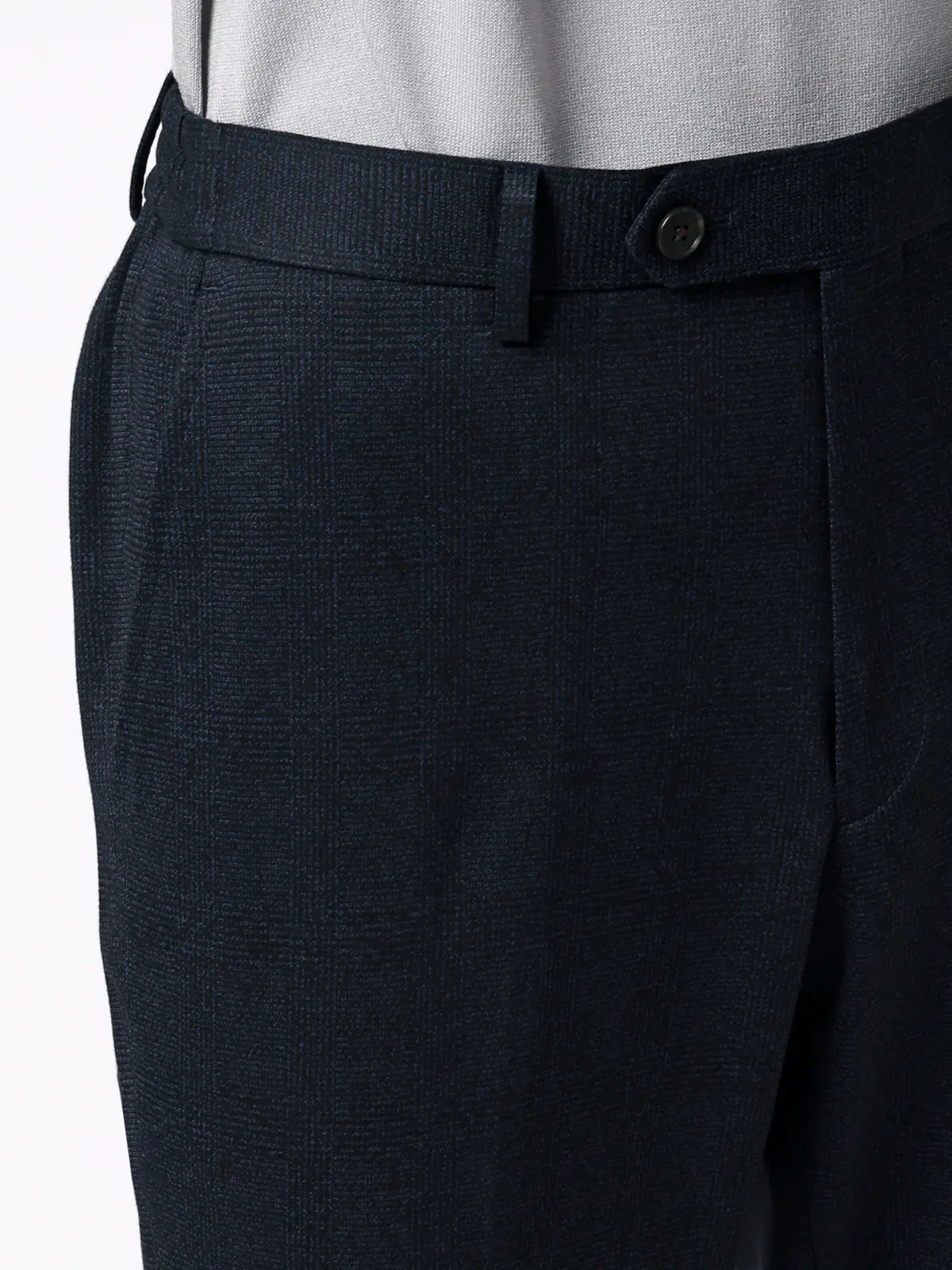 テーパードパンツ／ストレッチ／ハイツイストジャージー／グレンチェック／TM02-S ネイビー S