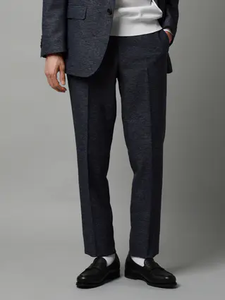 テーパードパンツ／ウォッシャブル／ストレッチ／コットンウールブレンド／織柄／TM02-S