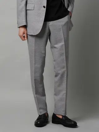 テーパードパンツ／ウォッシャブル／ストレッチ／コットンウールブレンド／織柄／TM02-S