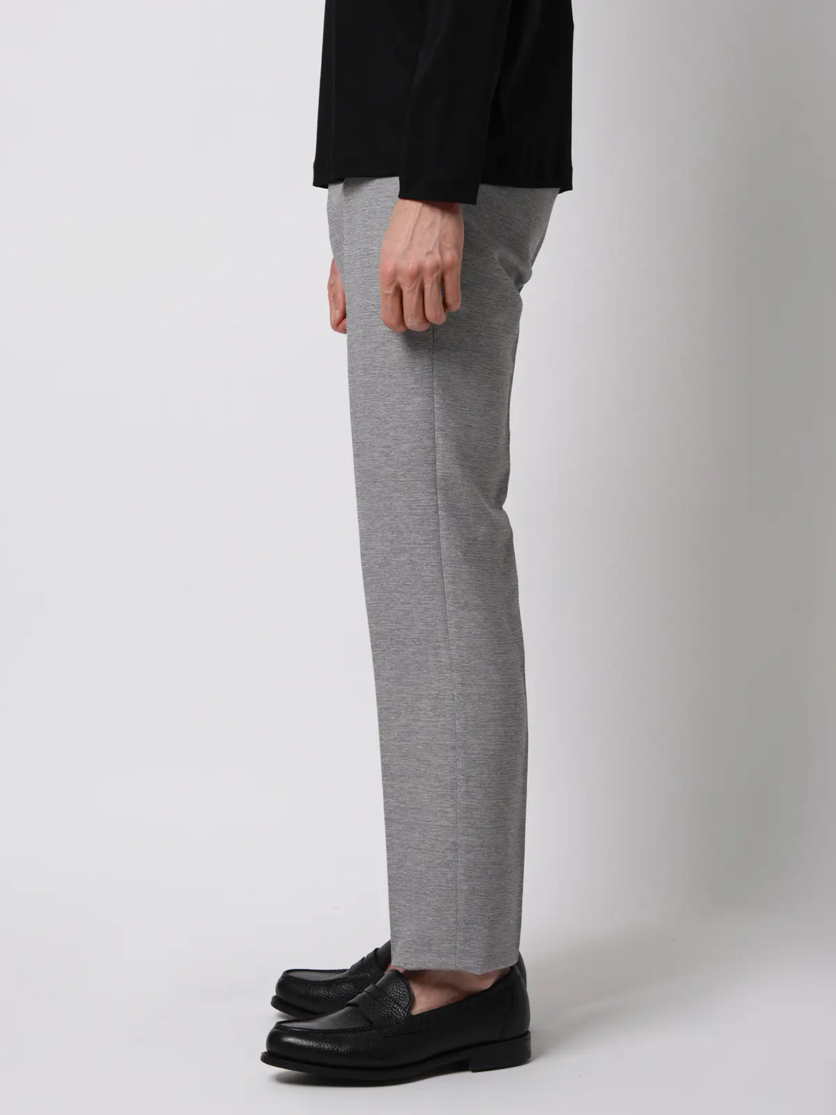 テーパードパンツ／ウォッシャブル／ストレッチ／コットンウールブレンド／織柄／TM02-S ライトグレー S