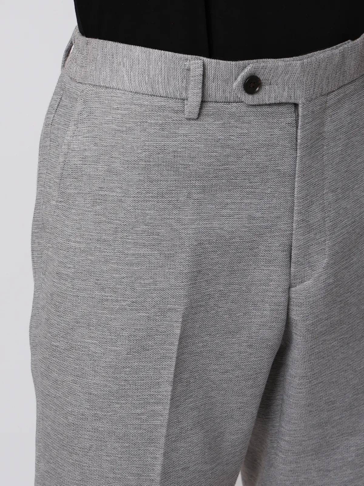 テーパードパンツ／ウォッシャブル／ストレッチ／コットンウールブレンド／織柄／TM02-S ライトグレー S