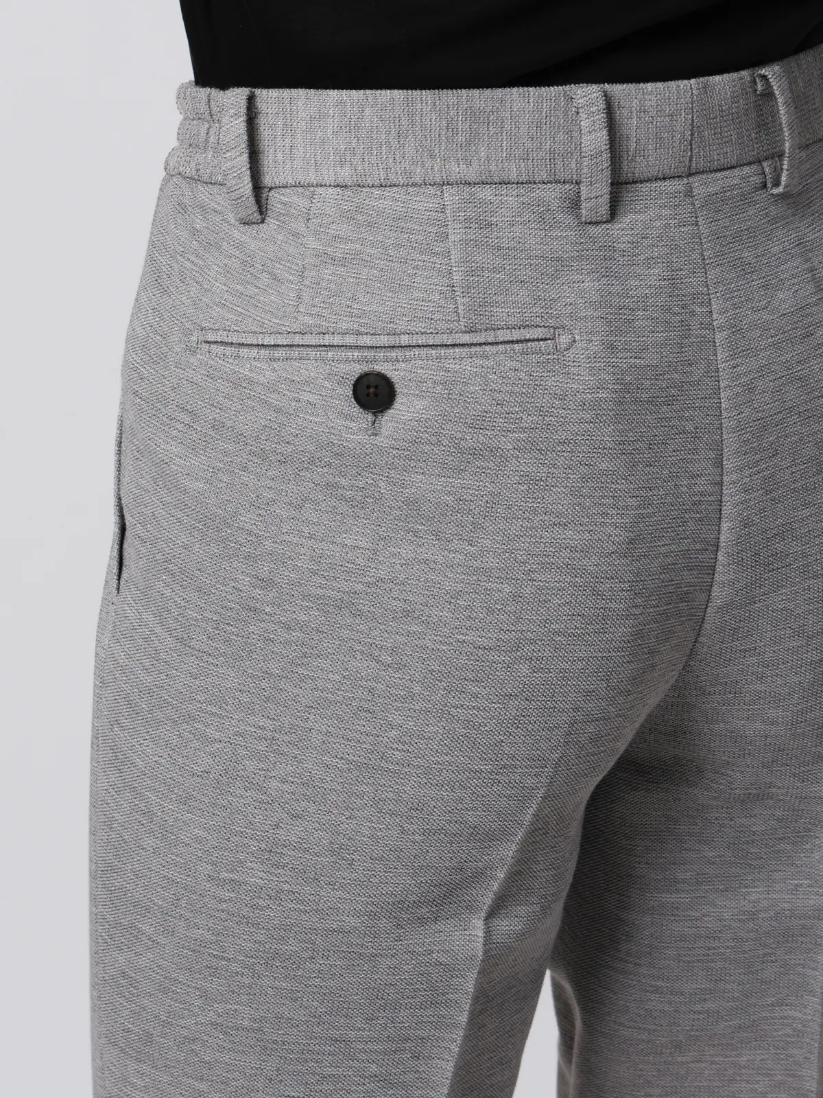 テーパードパンツ／ウォッシャブル／ストレッチ／コットンウールブレンド／織柄／TM02-S ライトグレー S