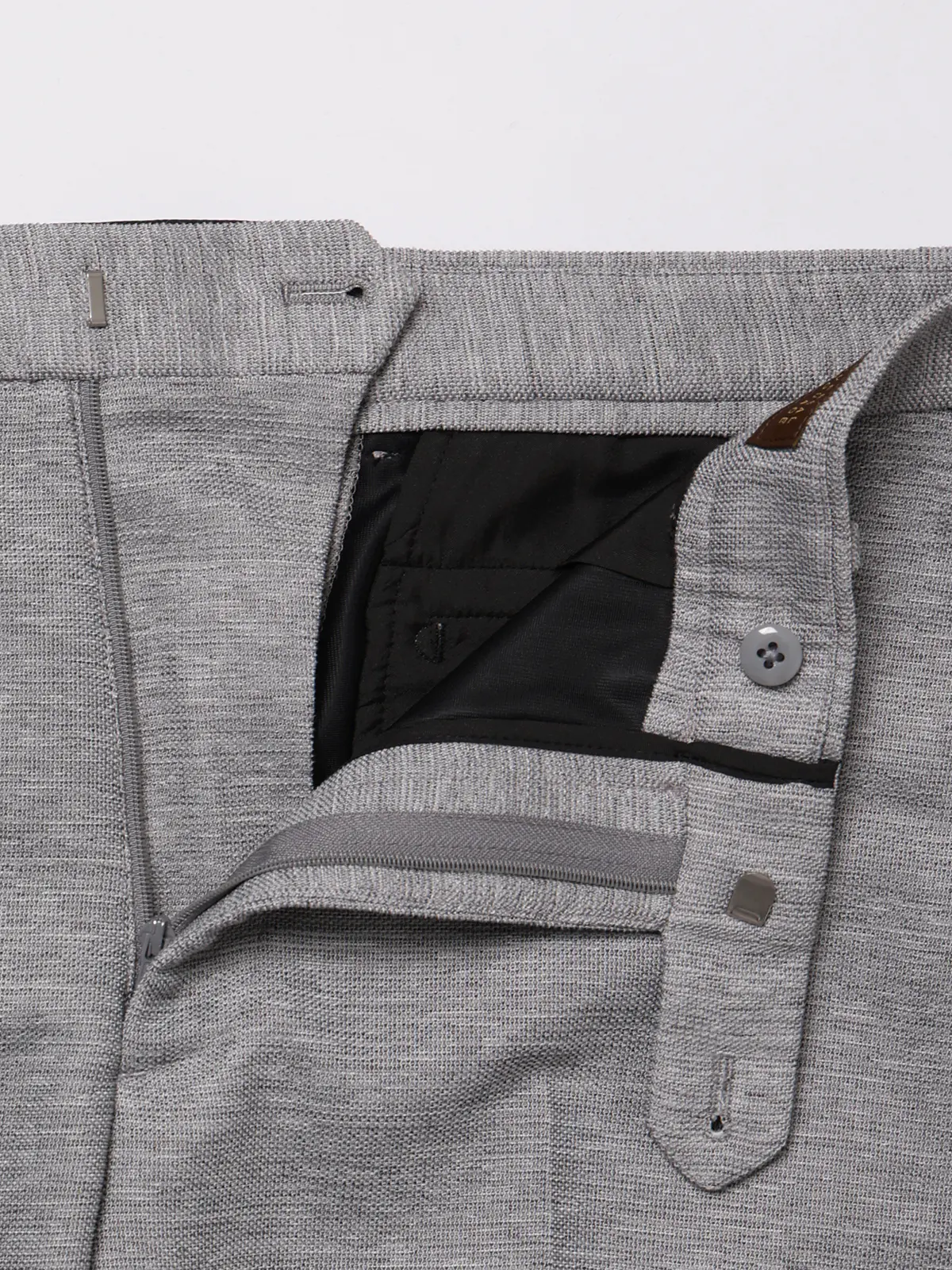 テーパードパンツ／ウォッシャブル／ストレッチ／コットンウールブレンド／織柄／TM02-S ライトグレー S