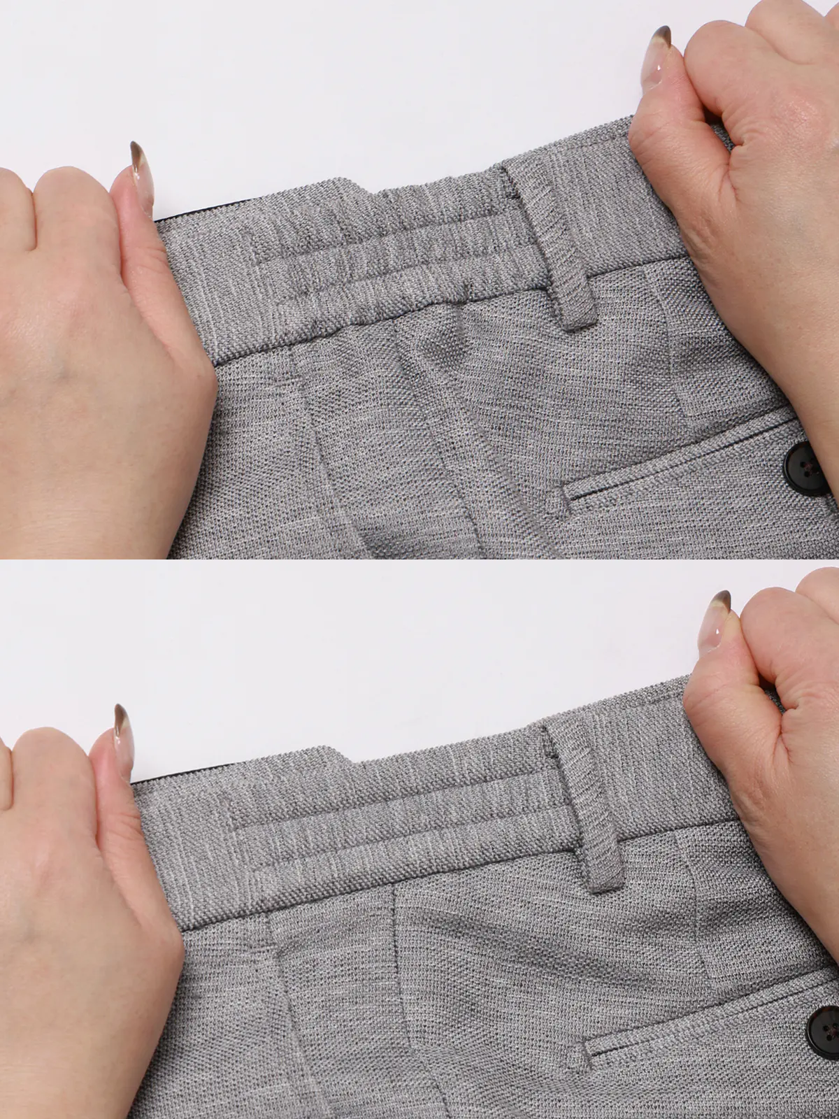 テーパードパンツ／ウォッシャブル／ストレッチ／コットンウールブレンド／織柄／TM02-S ライトグレー S