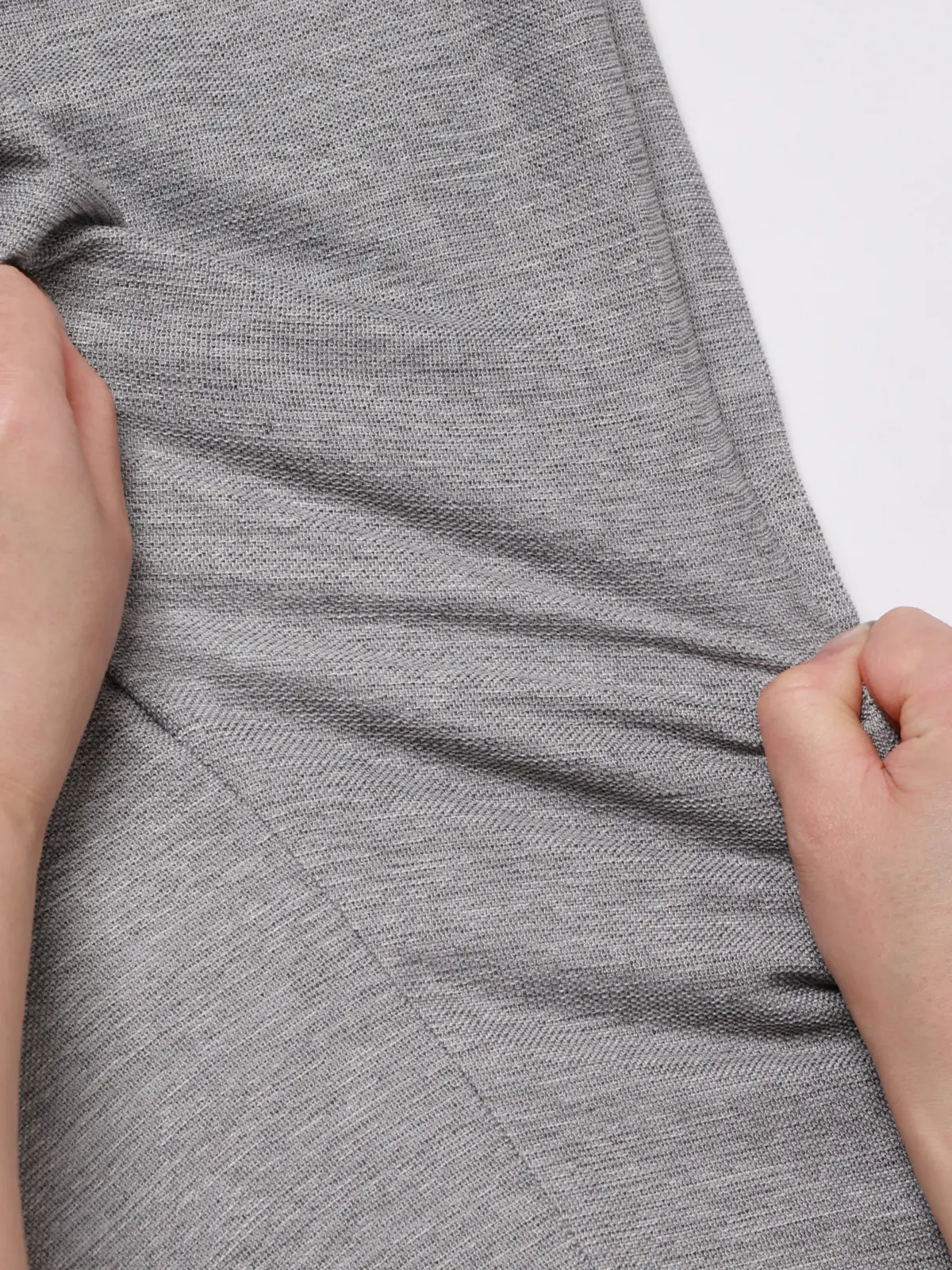 テーパードパンツ／ウォッシャブル／ストレッチ／コットンウールブレンド／織柄／TM02-S ライトグレー S