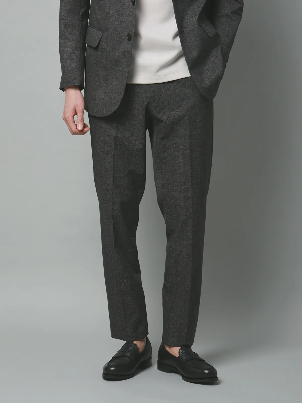 テーパードパンツ／ウォッシャブル／ストレッチ／接触冷感／COOL DOTS／織柄／TM02-S グレー S