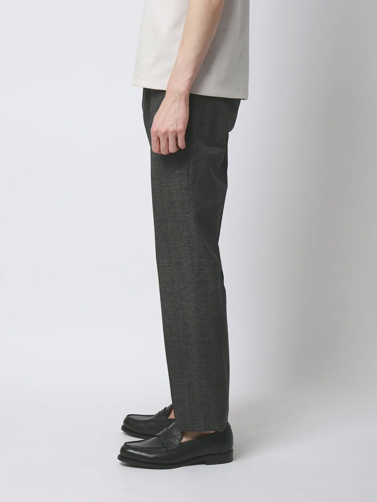 テーパードパンツ／ウォッシャブル／ストレッチ／接触冷感／COOL DOTS／織柄／TM02-S グレー S