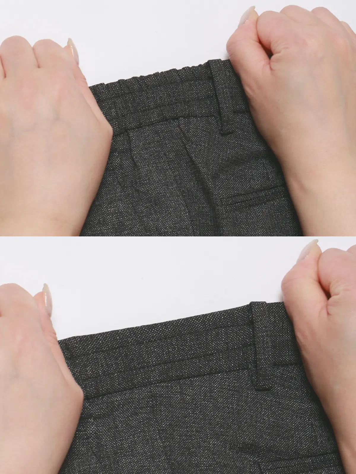 テーパードパンツ／ウォッシャブル／ストレッチ／接触冷感／COOL DOTS／織柄／TM02-S グレー S