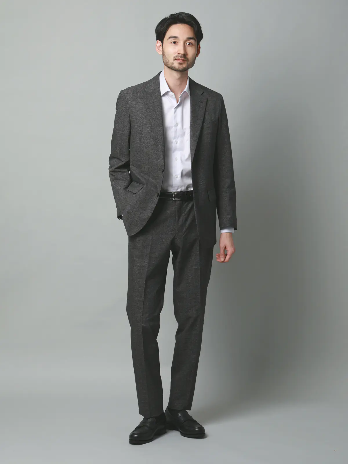 テーパードパンツ／ウォッシャブル／ストレッチ／接触冷感／COOL DOTS／織柄／TM02-S グレー S