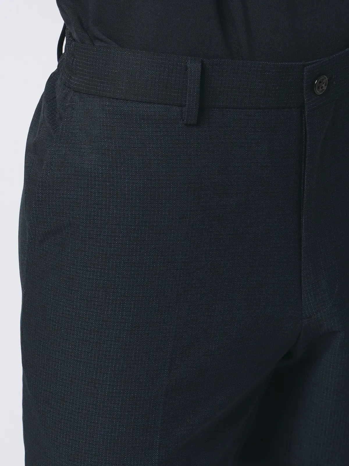 テーパードパンツ／ウォッシャブル／ストレッチ／接触冷感／COOL DOTS／織柄／TM02-S ネイビー S