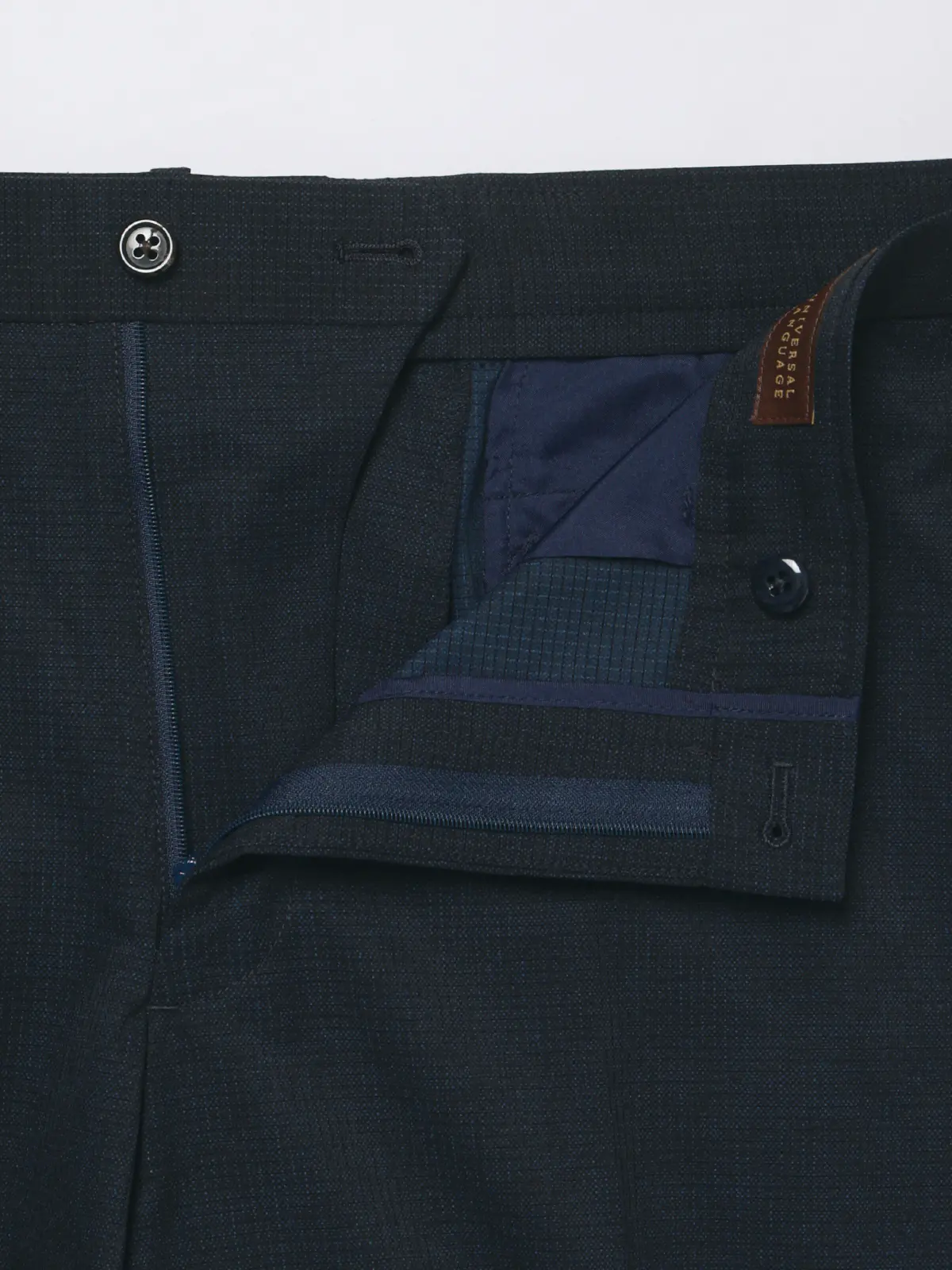 テーパードパンツ／ウォッシャブル／ストレッチ／接触冷感／COOL DOTS／織柄／TM02-S ネイビー S