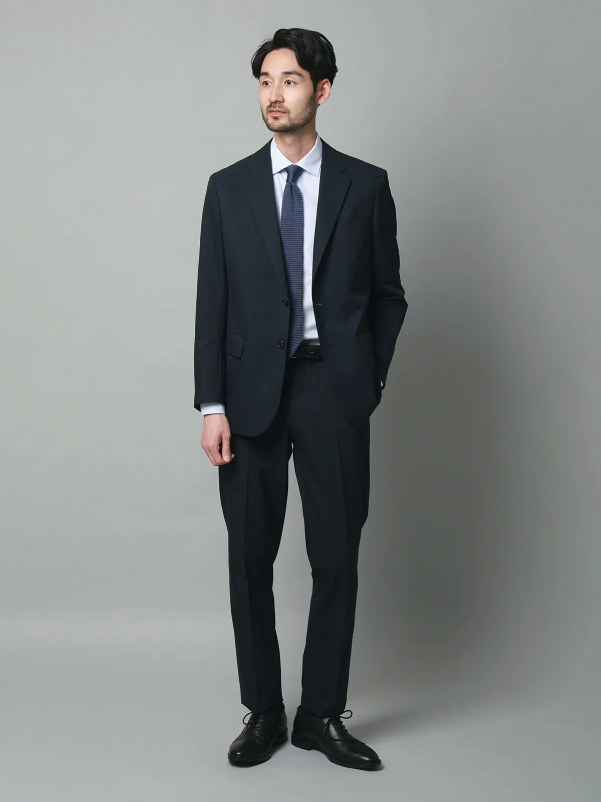 テーパードパンツ／ウォッシャブル／ストレッチ／接触冷感／COOL DOTS／織柄／TM02-S ネイビー S