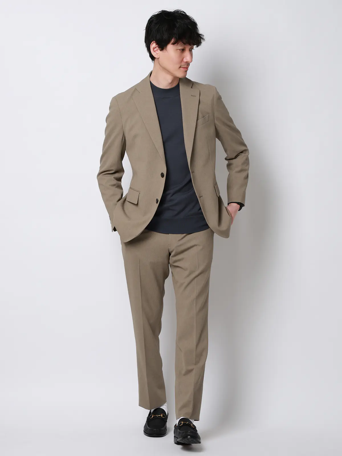 最高パンツ／テーパードパンツ／ウォッシャブル／ストレッチ／RS07／裾上げ済み ベージュ SS