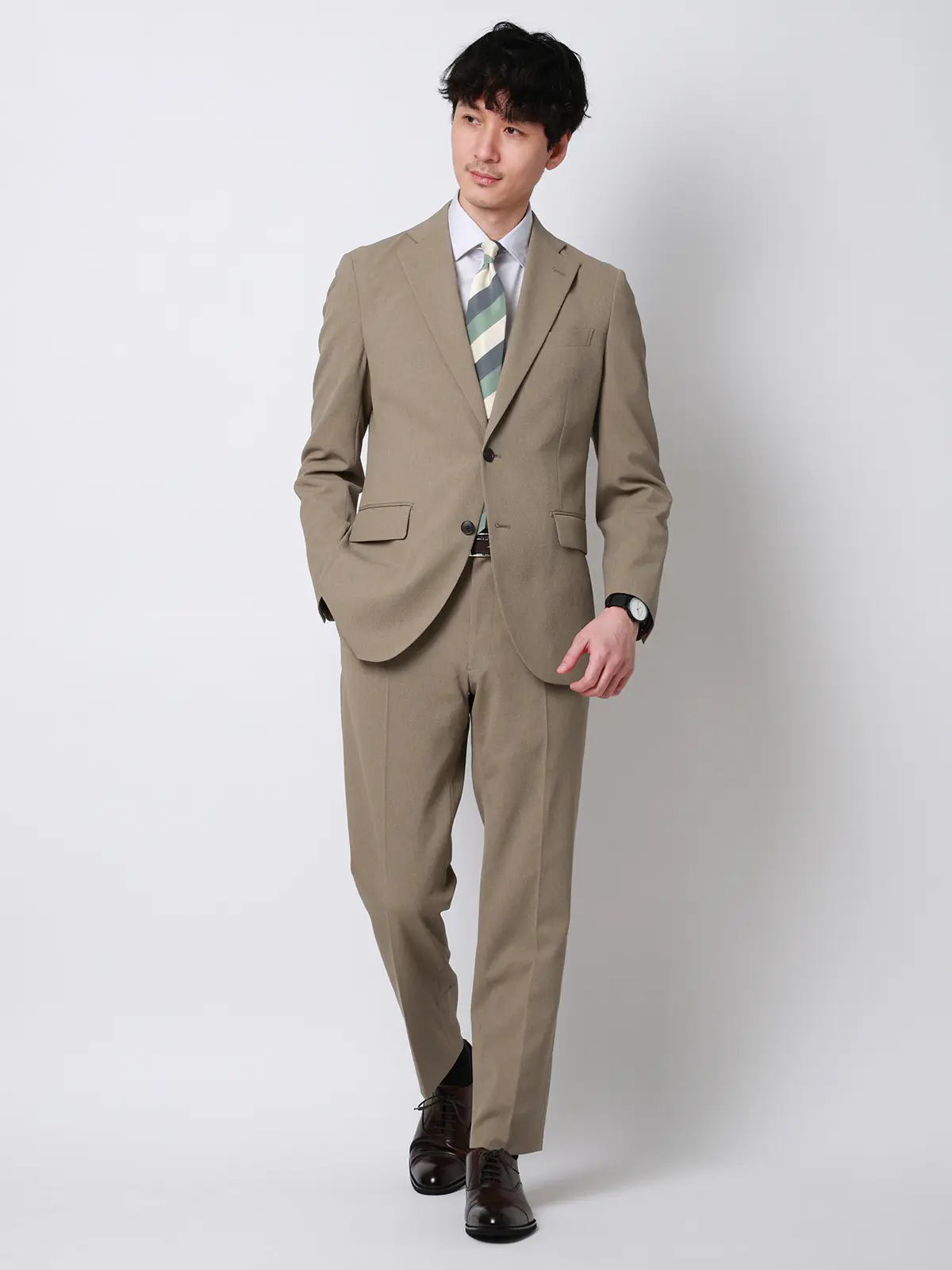 最高パンツ／テーパードパンツ／ウォッシャブル／ストレッチ／RS07／裾上げ済み ベージュ SS