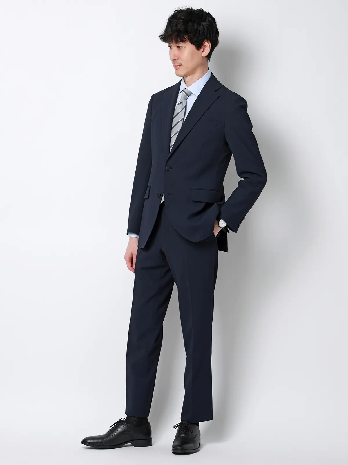 最高パンツ／テーパードパンツ／ウォッシャブル／ストレッチ／RS07／裾上げ済み ネイビー SS