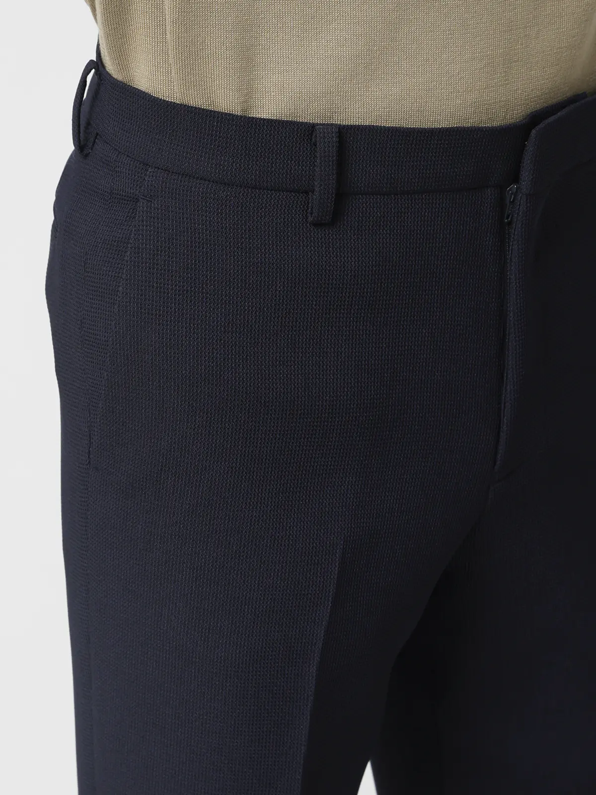最高パンツ/テーパードパンツ/ウォッシャブル/ストレッチ/ポリエステルワッフル/RS07/裾上げ済み ネイビー SS