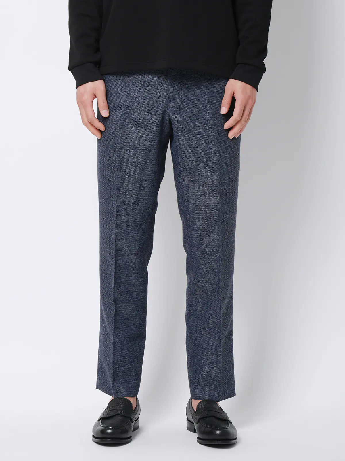 涼しい最高パンツ/テーパードパンツ/ウォッシャブル/からみ織り/織柄/RS07/裾上げ済み ブルー SS