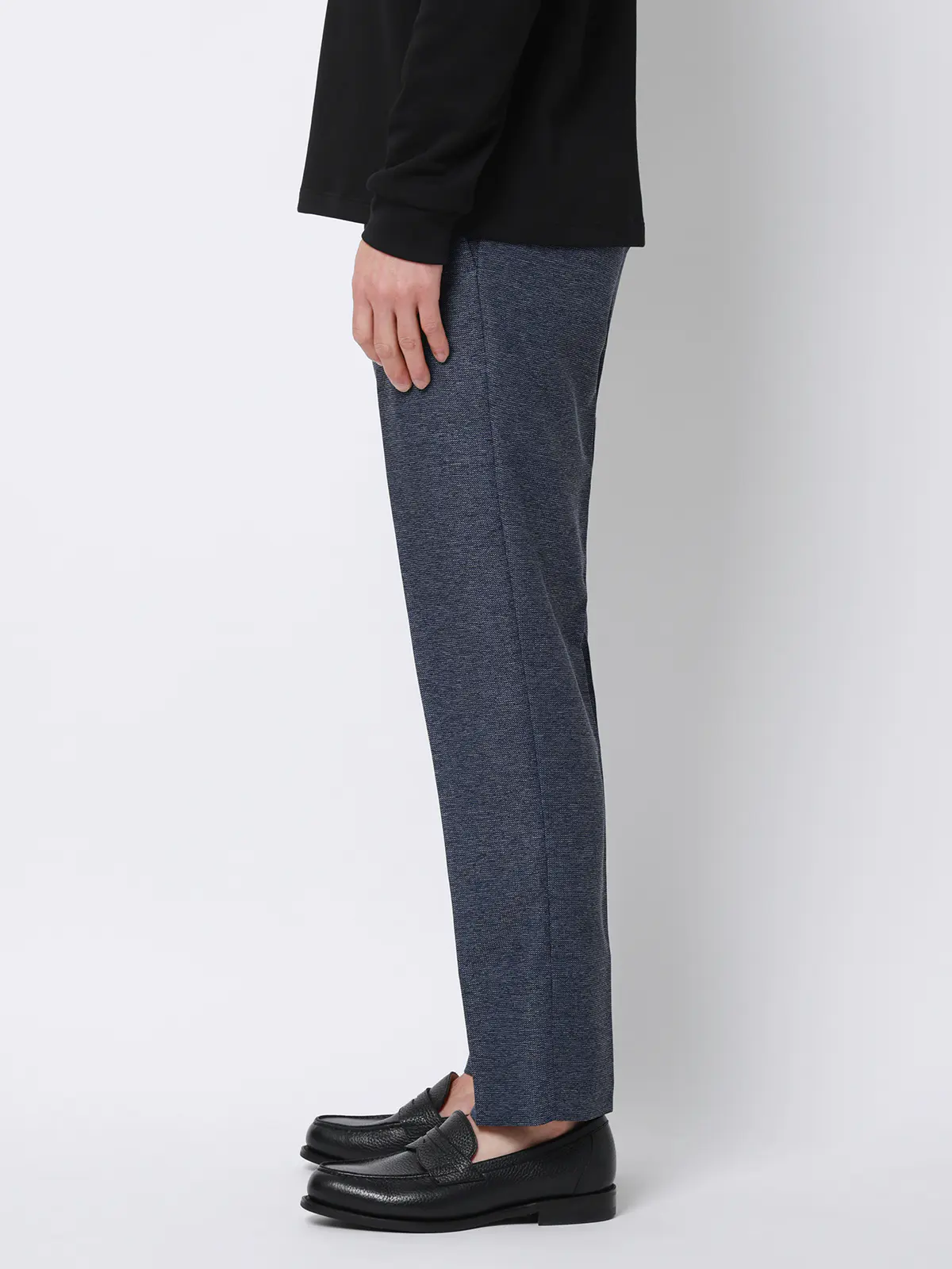 涼しい最高パンツ/テーパードパンツ/ウォッシャブル/からみ織り/織柄/RS07/裾上げ済み ブルー SS