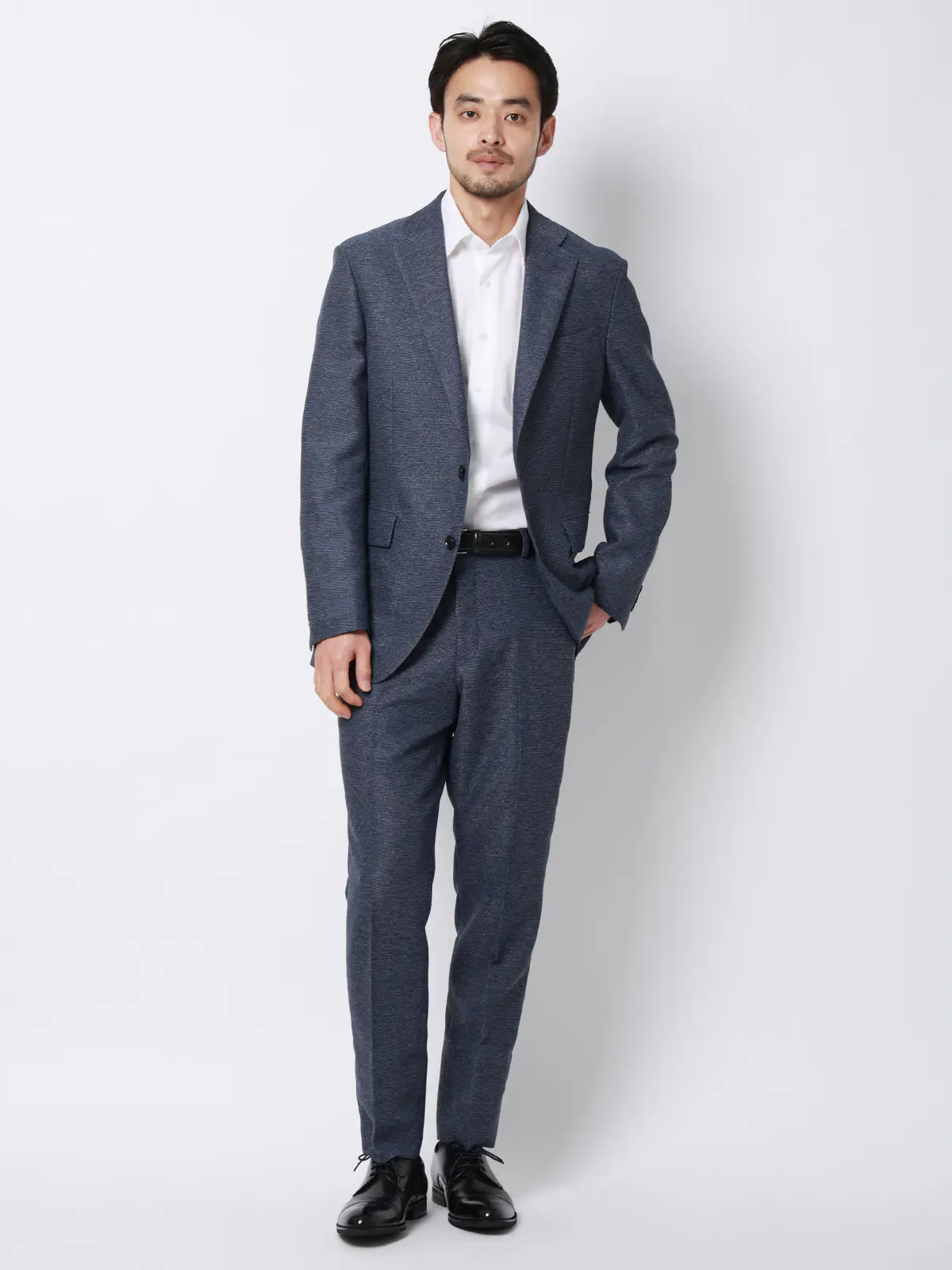 涼しい最高パンツ/テーパードパンツ/ウォッシャブル/からみ織り/織柄/RS07/裾上げ済み ブルー SS