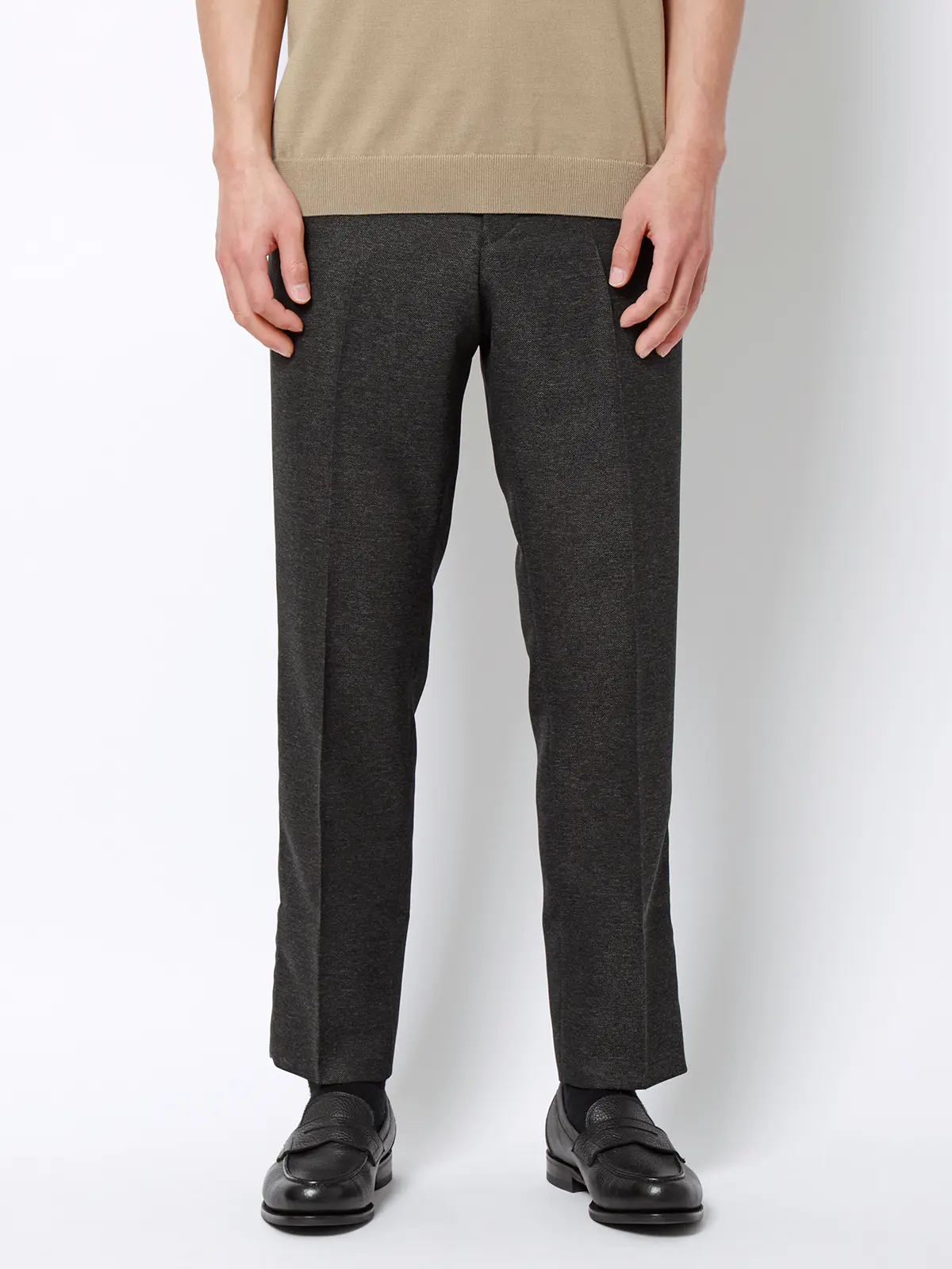 涼しい最高パンツ／テーパードパンツ／ウォッシャブル／からみ織り／織柄／RS07／裾上げ済み グレー SS