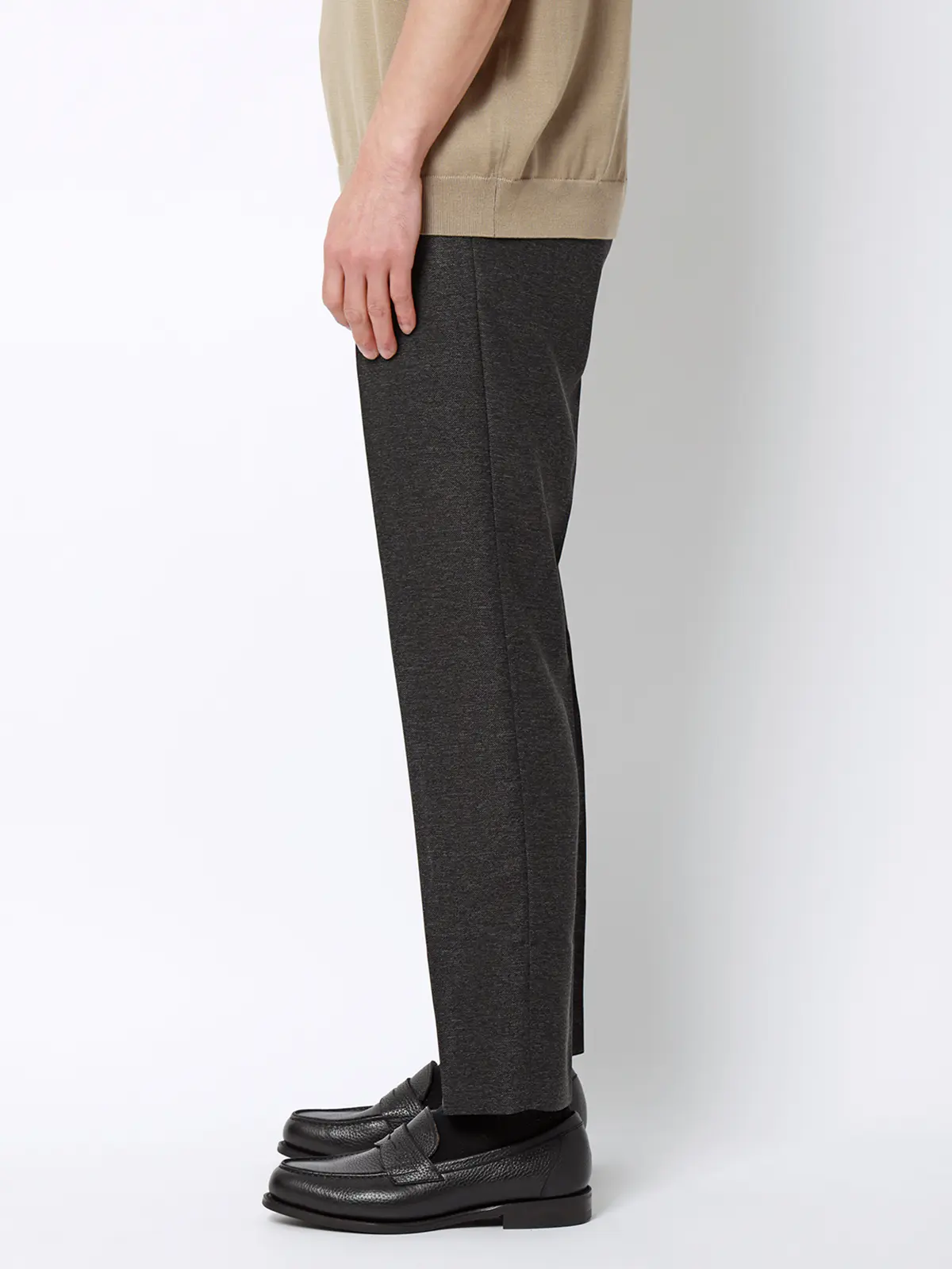 涼しい最高パンツ／テーパードパンツ／ウォッシャブル／からみ織り／織柄／RS07／裾上げ済み グレー SS