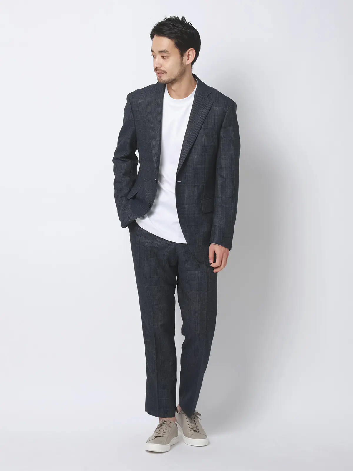 涼しい最高パンツ／テーパードパンツ／ウォッシャブル／からみ織り／RS07／裾上げ済み ネイビー SS