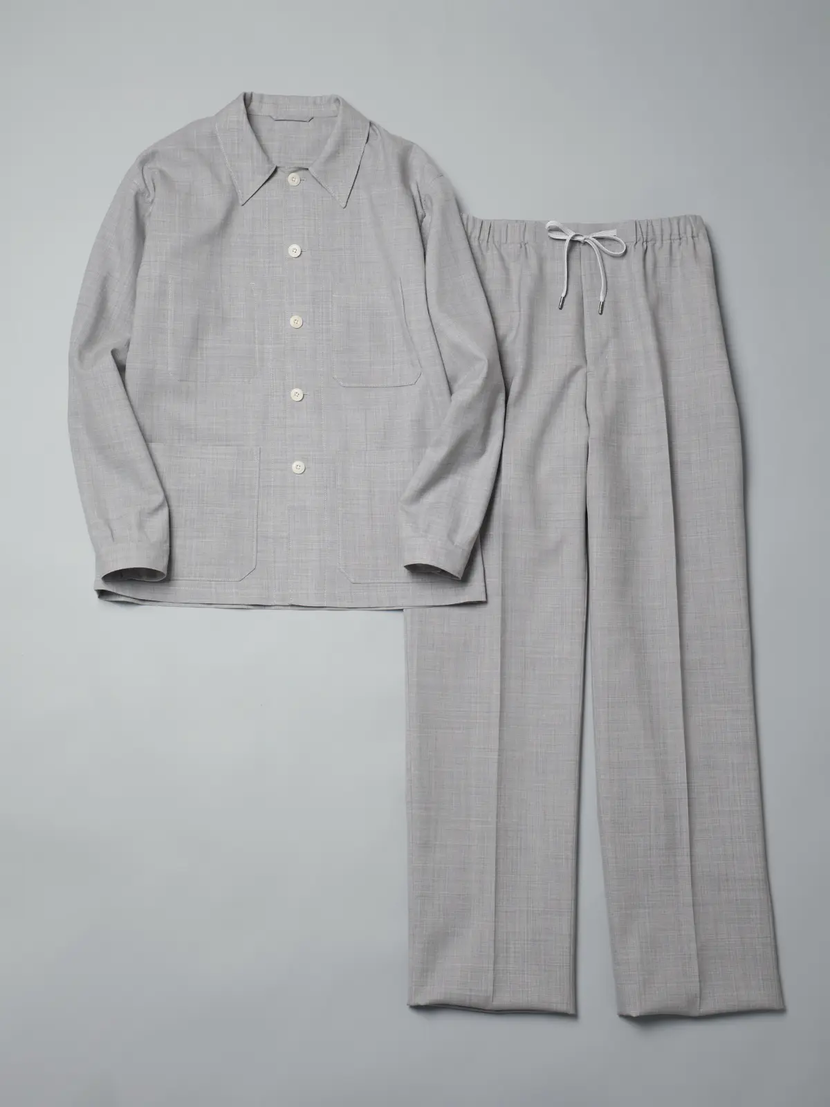 GOOVI／イージーパンツ／SUPER100’sウールトロピカル／無地 ライトグレー 1