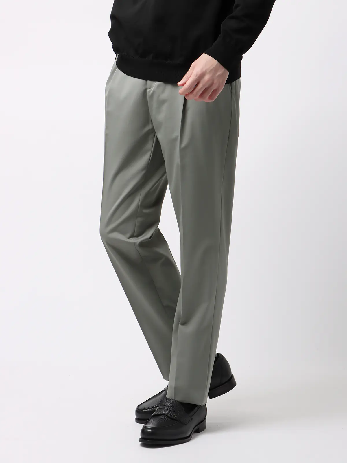 タックイージーパンツ／CANONICO／OFFLIMITS／ストレッチ／無地 グレー LL