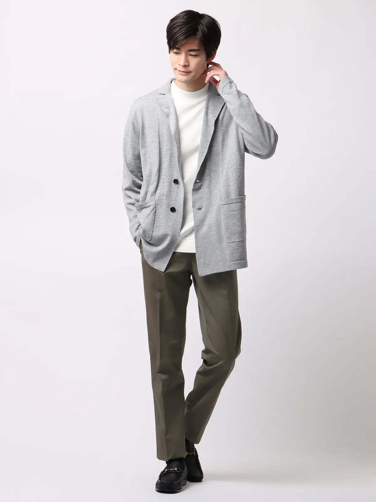 タックイージーパンツ/CANONICO/OFFLIMITS/ストレッチ/無地 カーキ S