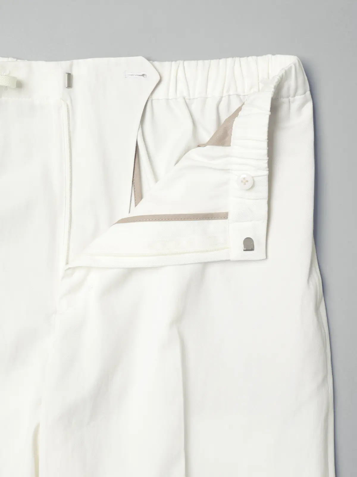 GOOVI／イージーパンツ／リヨセルコットンチノクロス／無地 ホワイト 1