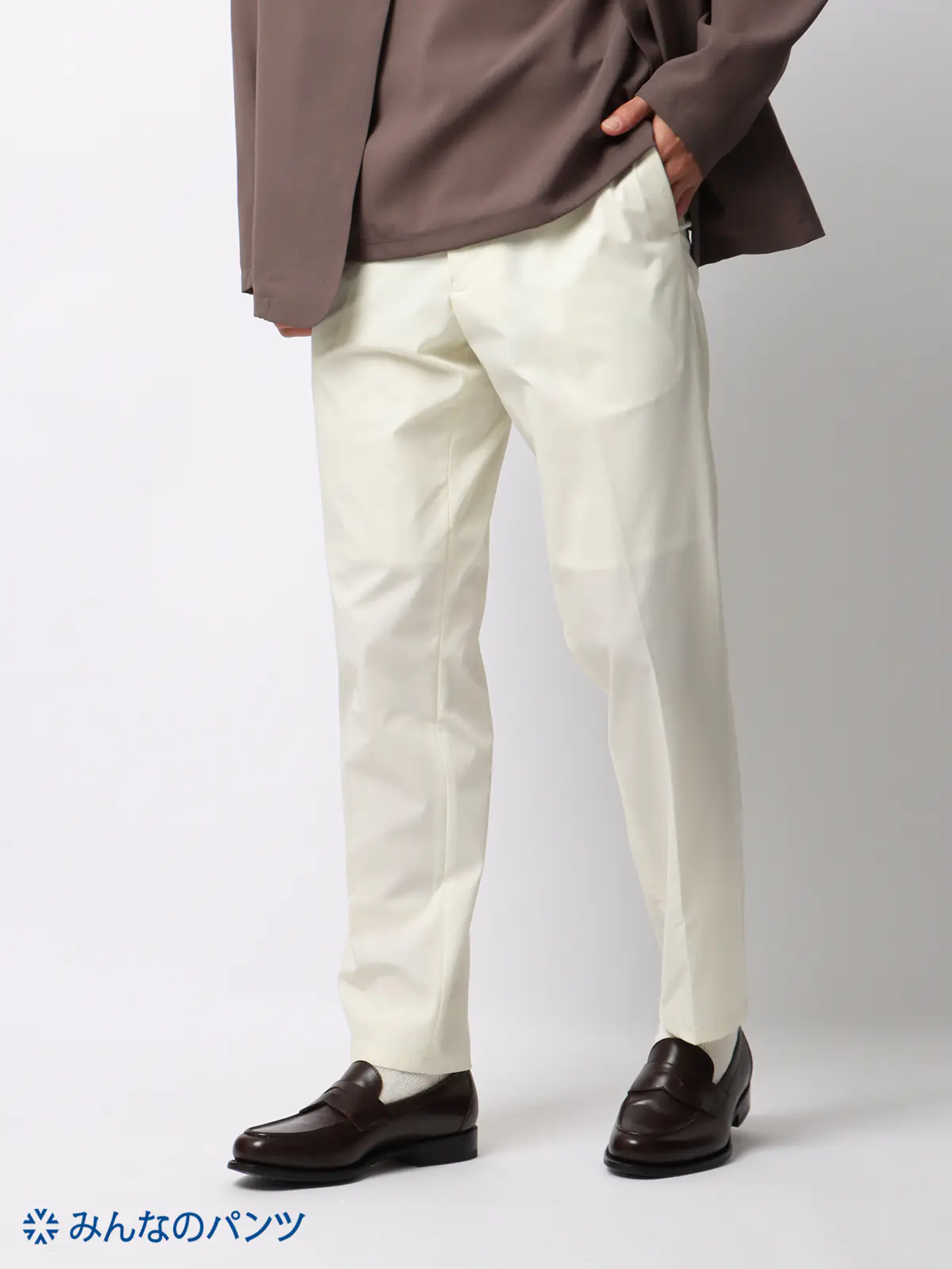 みんなのパンツ／イージーテーパードパンツ／ウォッシャブル／ストレッチ／裾上げ済み ホワイト S