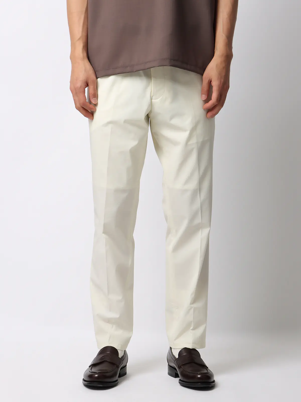 みんなのパンツ／イージーテーパードパンツ／ウォッシャブル／ストレッチ／裾上げ済み ホワイト S