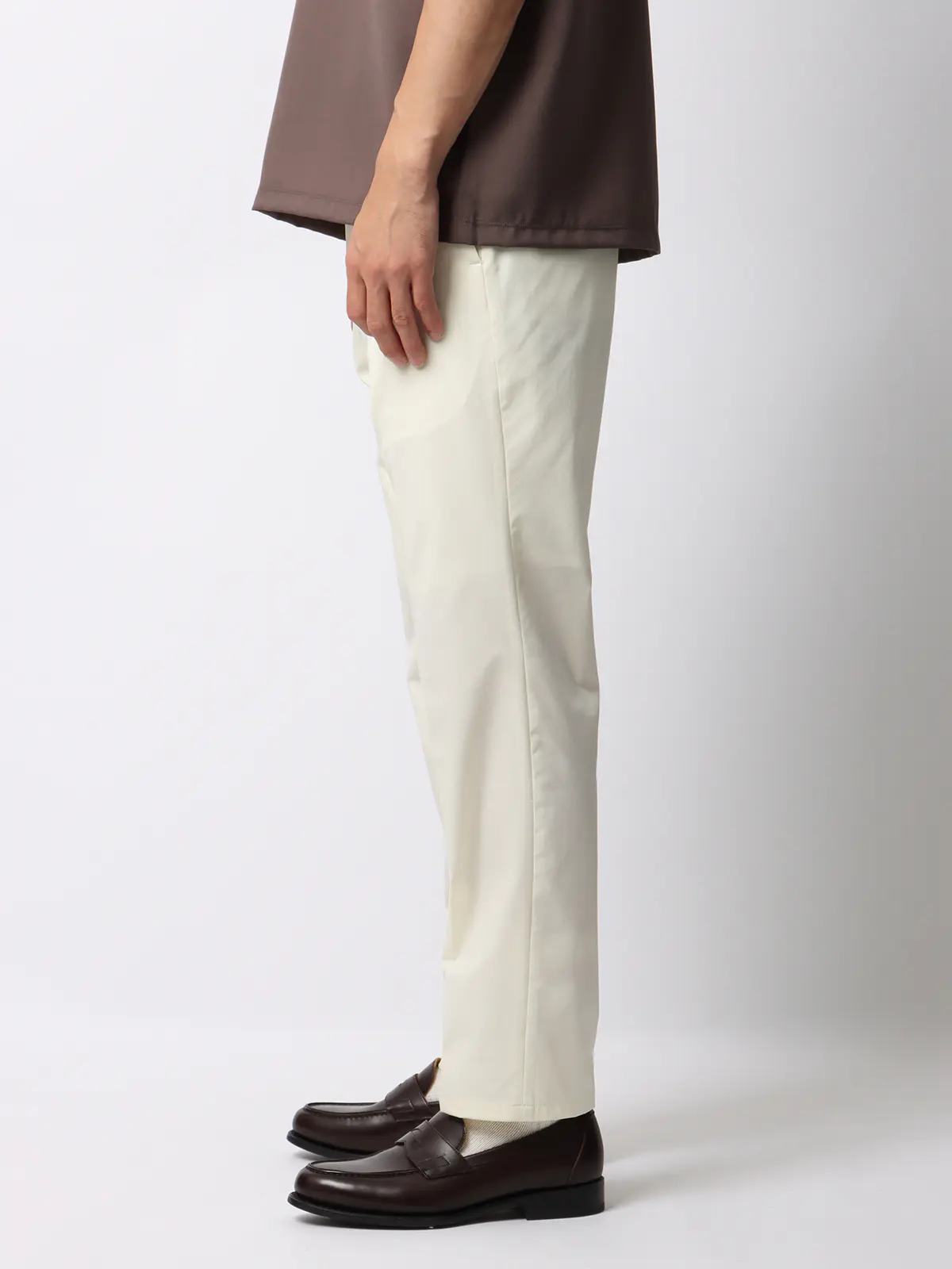 みんなのパンツ／イージーテーパードパンツ／ウォッシャブル／ストレッチ／裾上げ済み ホワイト S