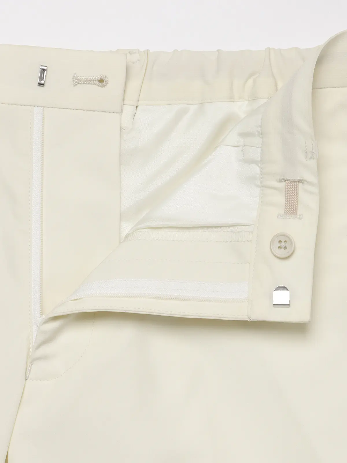 みんなのパンツ／イージーテーパードパンツ／ウォッシャブル／ストレッチ／裾上げ済み ホワイト S