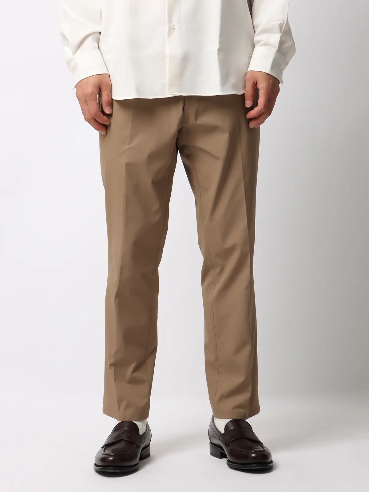 みんなのパンツ／イージーテーパードパンツ／ウォッシャブル／ストレッチ／裾上げ済み ベージュ S