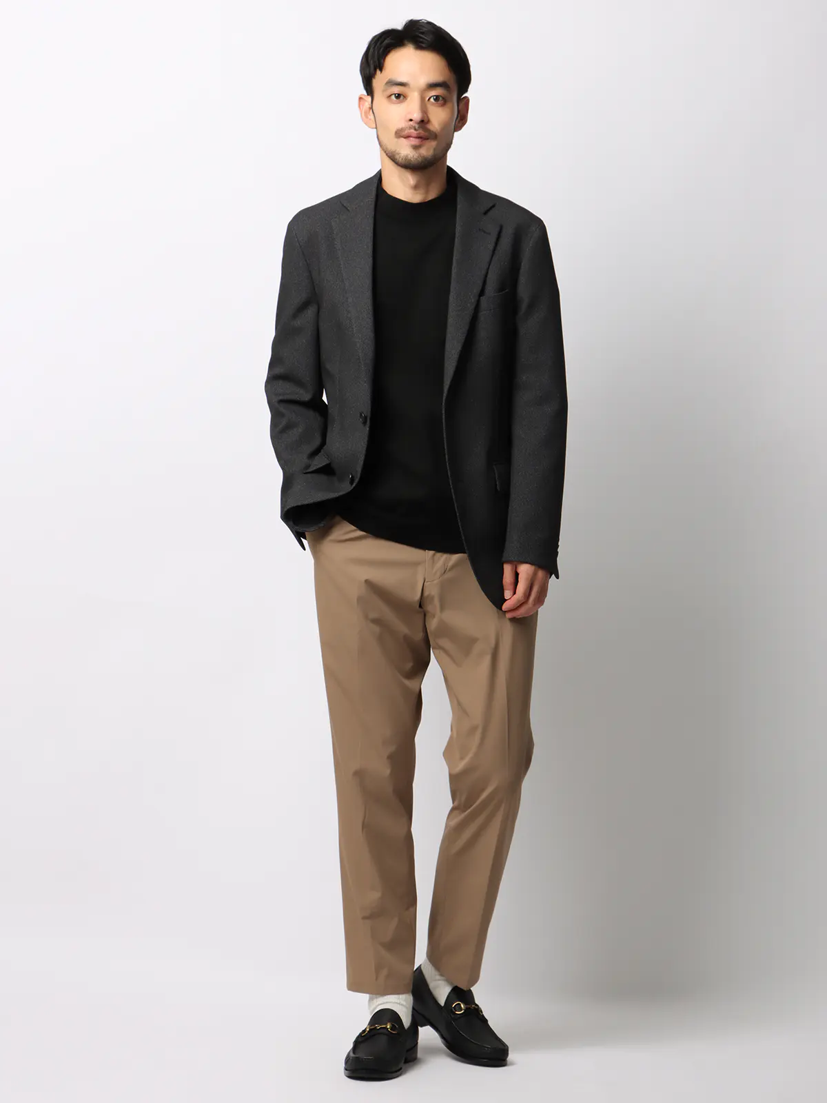 みんなのパンツ／イージーテーパードパンツ／ウォッシャブル／ストレッチ／裾上げ済み ベージュ S