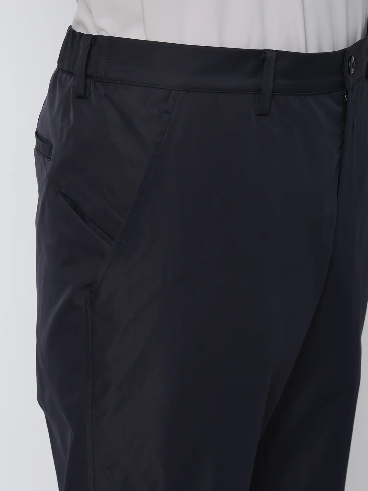 FLAT/テーパードパンツ/ウォッシャブル/ストレッチ/速乾/シルキーツイル/無地/裾上げ済み ネイビー S