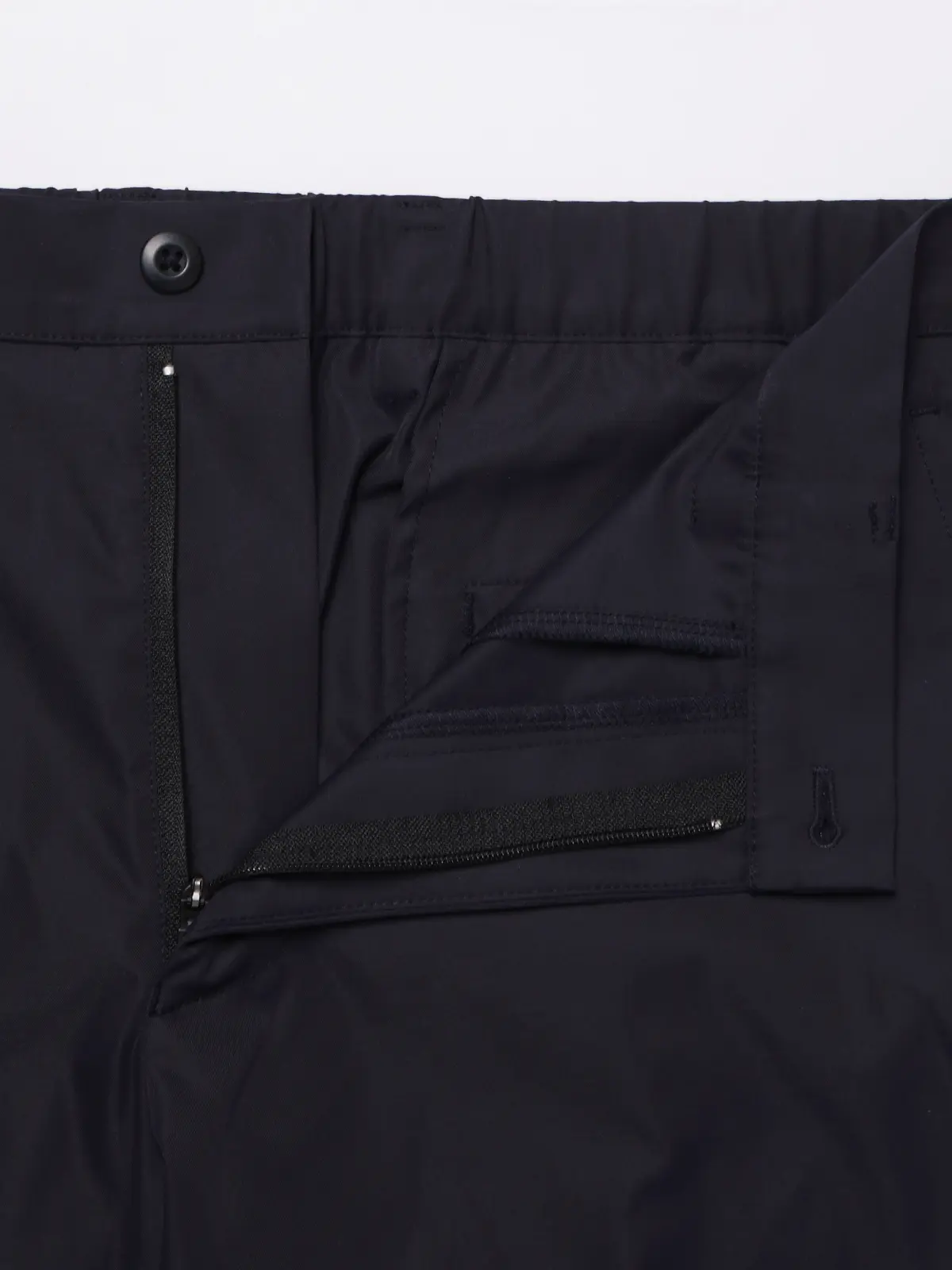 FLAT/テーパードパンツ/ウォッシャブル/ストレッチ/速乾/シルキーツイル/無地/裾上げ済み ネイビー S