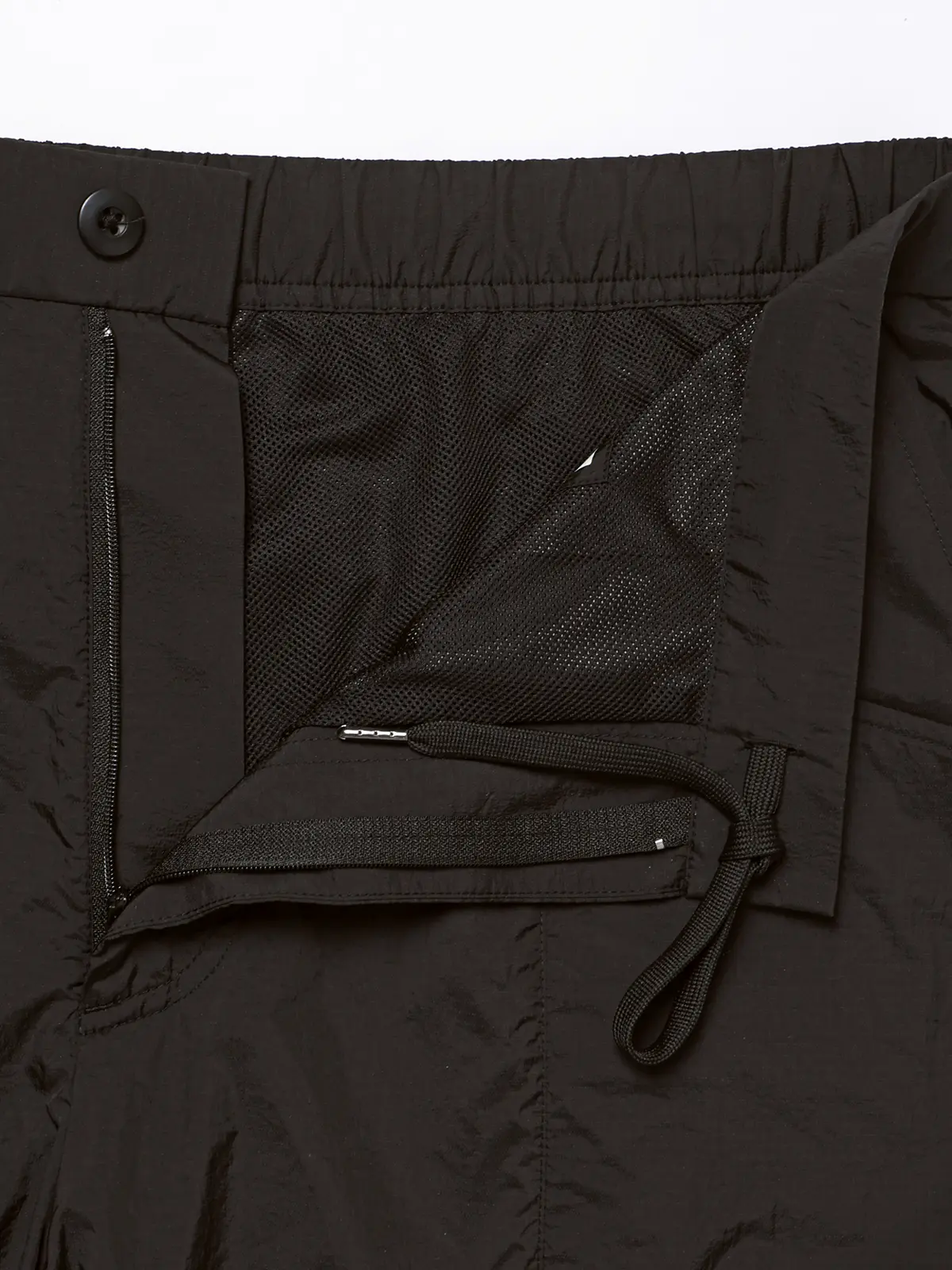 FLAT／イージーパンツ／ウォッシャブル／UVカット／軽量／ナイロンワッシャー／無地／裾上げ済み ブラック M